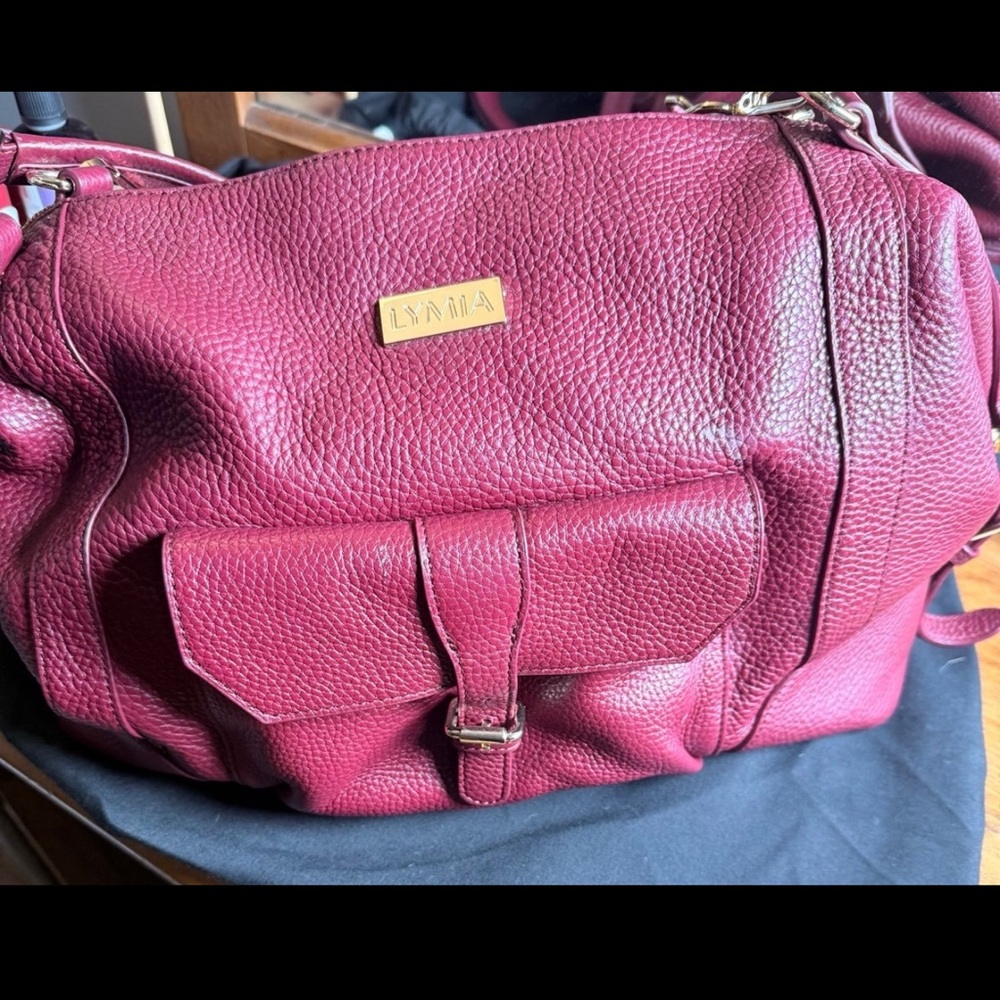 Lymia Charlie in I’m Moody Burgundy Pebbled Leather bag